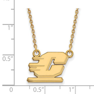 10k Gold LogoArt Central Michigan University Letter C Small Pendant 18 inch Necklace