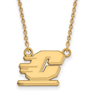 14k Gold LogoArt Central Michigan University Letter C Small Pendant 18 inch Necklace