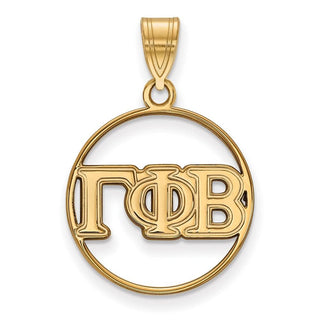 Sterling Silver Gold-plated LogoArt Gamma Phi Beta Sorority Greek Letters Medium Circle Pendant