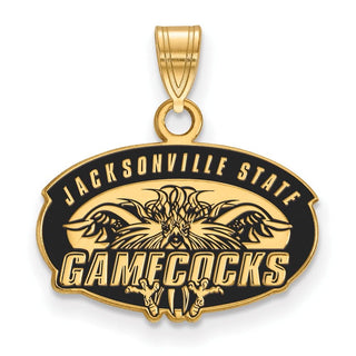 Sterling Silver Gold-plated LogoArt Jacksonville State University Small Enameled Pendant