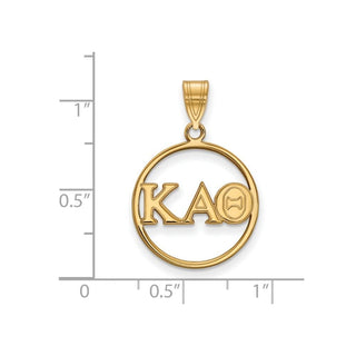 Sterling Silver Gold-plated LogoArt Kappa Alpha Theta Sorority Greek Letters Medium Circle Pendant