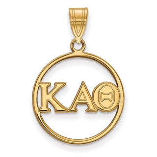 Sterling Silver Gold-plated LogoArt Kappa Alpha Theta Sorority Greek Letters Medium Circle Pendant
