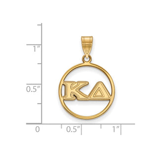Sterling Silver Gold-plated LogoArt Kappa Delta Sorority Greek Letters Medium Circle Pendant