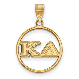 Sterling Silver Gold-plated LogoArt Kappa Delta Sorority Greek Letters Medium Circle Pendant