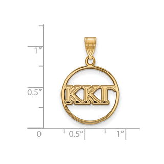 Sterling Silver Gold-plated LogoArt Kappa Kappa Gamma Sorority Greek Letters Medium Circle Pendant