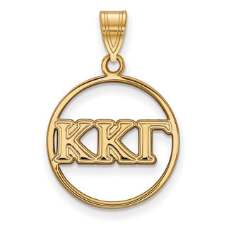 Sterling Silver Gold-plated LogoArt Kappa Kappa Gamma Sorority Greek Letters Medium Circle Pendant