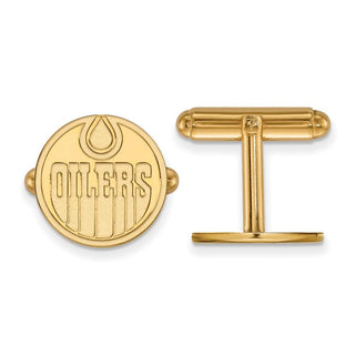 Sterling Silver Gold-plated NHL LogoArt Edmonton Oilers Cuff Links