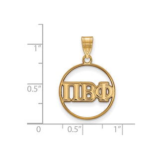 Sterling Silver Gold-plated LogoArt Pi Beta Phi Sorority Greek Letters Medium Circle Pendant
