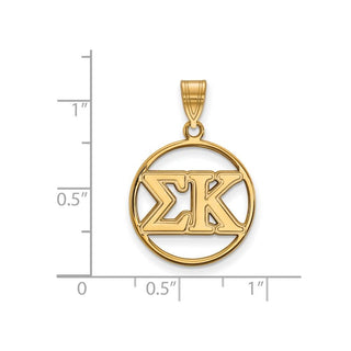 Sterling Silver Gold-plated LogoArt Sigma Kappa Sorority Greek Letters Medium Circle Pendant