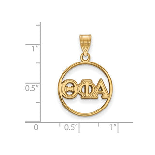 Sterling Silver Gold-plated LogoArt Theta Phi Alpha Sorority Greek Letters Medium Circle Pendant