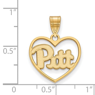 Sterling Silver w/Gold-plating LogoArt University of Pittsburgh Pendant in Heart