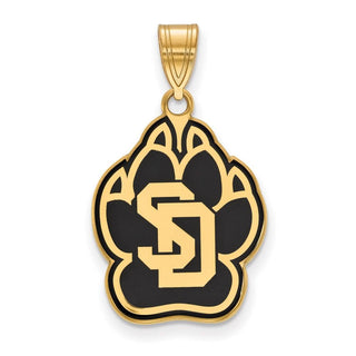 Sterling Silver Gold-plated LogoArt University of South Dakota Large Enameled Pendant