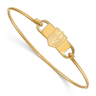 Sterling Silver Gold-plated NHL LogoArt NHL Vegas Golden Knights Small Center 7 inch Wire Bangle Bracelet