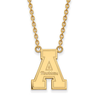 Sterling Silver Gold-plated LogoArt Appalachian State University Large Pendant 18 inch Necklace