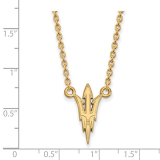14k Gold LogoArt Arizona State University Pitchfork Large Pendant 18 inch Necklace
