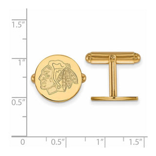Sterling Silver Gold-plated NHL LogoArt Chicago Blackhawks Cuff Links
