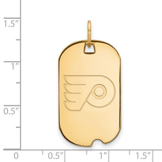 Sterling Silver Gold-plated NHL LogoArt Philadelphia Flyers Small Dog Tag Pendant