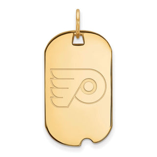 Sterling Silver Gold-plated NHL LogoArt Philadelphia Flyers Small Dog Tag Pendant