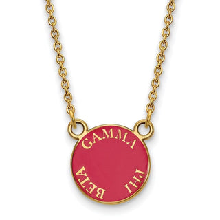 Sterling Silver Gold-plated LogoArt Gamma Phi Beta Sorority Text Small Color Enamel Pendant 18 inch Necklace GP012GPB-18