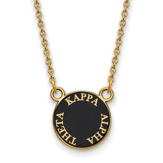 Sterling Silver Gold-plated LogoArt Kappa Alpha Theta Sorority Text Small Color Enamel Pendant 18 inch Necklace GP012KAT-18