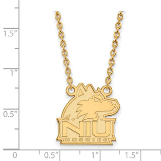 Sterling Silver Gold-plated LogoArt Northern Illinois University N-I-U Huskies Medium Pendant 18 inch Necklace