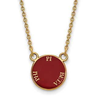 Sterling Silver Gold-plated LogoArt Pi Beta Phi Sorority Text Small Color Enamel Pendant 18 inch Necklace GP012PBP-18