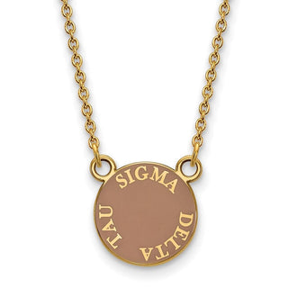 Sterling Silver Gold-plated LogoArt Sigma Delta Tau Sorority Text Small Color Enamel Pendant 18 inch Necklace GP012SDT-18