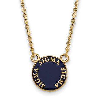 Sterling Silver Gold-plated LogoArt Sigma Sigma Sigma Sorority Text Small Color Enamel Pendant 18 inch Necklace GP012SSS-18