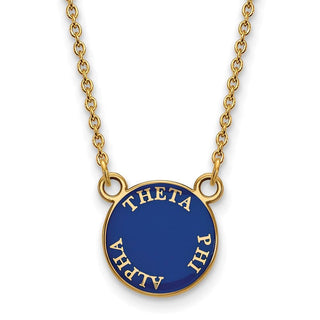 Sterling Silver Gold-plated LogoArt Theta Phi Alpha Sorority Text Small Color Enamel Pendant 18 inch Necklace GP012TPA-18