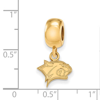 Sterling Silver Gold-plated LogoArt University of New Hampshire Wildcat Extra Small Dangle Bead Charm