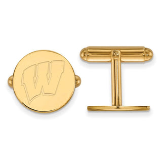 14k Gold LogoArt University of Wisconsin Letter W Cuff Links