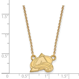 Sterling Silver Gold-plated NHL LogoArt Colorado Avalanche Letter A Small Pendant 18 inch Necklace