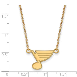 Sterling Silver Gold-plated NHL LogoArt St. Louis Blues Small Pendant 18 inch Necklace
