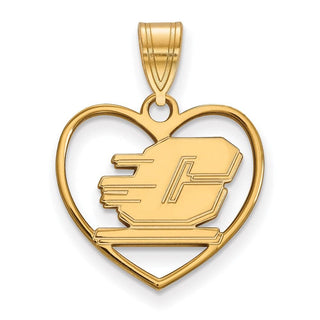 Sterling Silver Gold-plated LogoArt Central Michigan University Letter C Heart Pendant