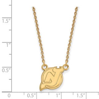 Sterling Silver Gold-plated NHL LogoArt New Jersey Devils Small Pendant 18 inch Necklace