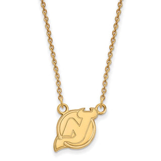 14k Gold NHL LogoArt New Jersey Devils Small Pendant 18 inch Necklace