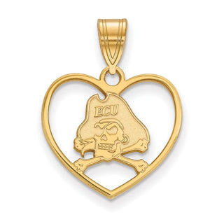 Sterling Silver Gold-plated LogoArt East Carolina University Pirate Heart Pendant