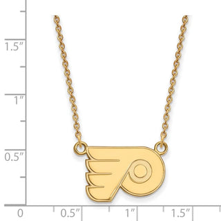 Sterling Silver Gold-plated NHL LogoArt Philadelphia Flyers Sm Pendant 18 inch Necklace