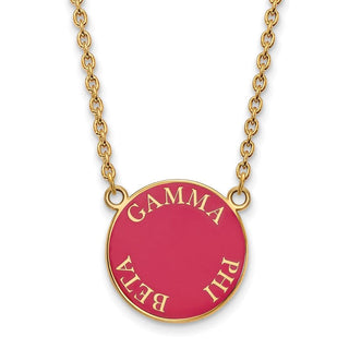 Sterling Silver Gold-plated LogoArt Gamma Phi Beta Sorority Text Large Color Enamel Pendant 18 inch Necklace GP013GPB-18
