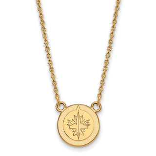 Sterling Silver Gold-plated NHL LogoArt Winnipeg Jets Small Pendant 18 inch Necklace