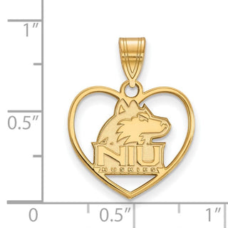 Sterling Silver Gold-plated LogoArt Northern Illinois University N-I-U Huskies Heart Pendant