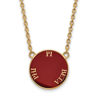 Sterling Silver Gold-plated LogoArt Pi Beta Phi Sorority Text Large Color Enamel Pendant 18 inch Necklace GP013PBP-18