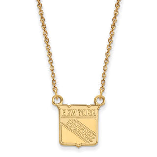 14k Gold NHL LogoArt New York Rangers Small Pendant 18 inch Necklace