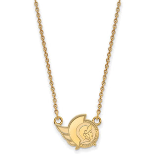Sterling Silver Gold-plated NHL LogoArt Ottawa Senators Small Pendant 18 inch Necklace