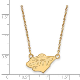 10k Gold NHL LogoArt Minnesota Wild Small Pendant 18 inch Necklace