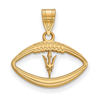 Sterling Silver Gold-plated LogoArt Arizona State University Pitchfork in Football Pendant