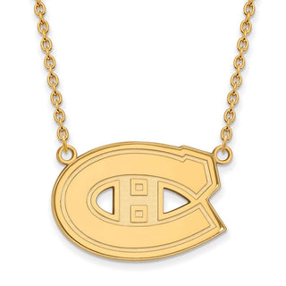 Sterling Silver Gold-plated NHL LogoArt Montreal Canadiens Large Pendant 18 inch Necklace