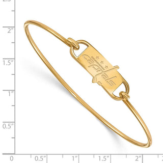 Sterling Silver Gold-plated NHL LogoArt Washington Capitals Small Center 7 inch Wire Bangle Bracelet