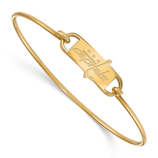 Sterling Silver Gold-plated NHL LogoArt Washington Capitals Small Center 7 inch Wire Bangle Bracelet