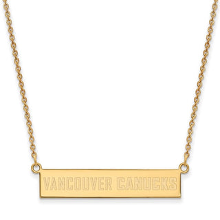 Sterling Silver Gold-plated NHL LogoArt Vancouver Canucks Small Bar 18 inch Necklace